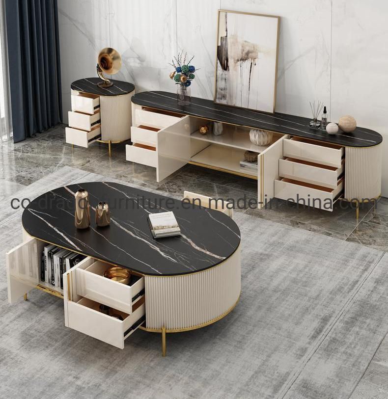 New Design Living Room Furniture Ellipse Coffee Table with Top