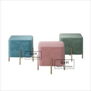Three Colors Living Room Metal Chair Accent Velvet Ottoman
