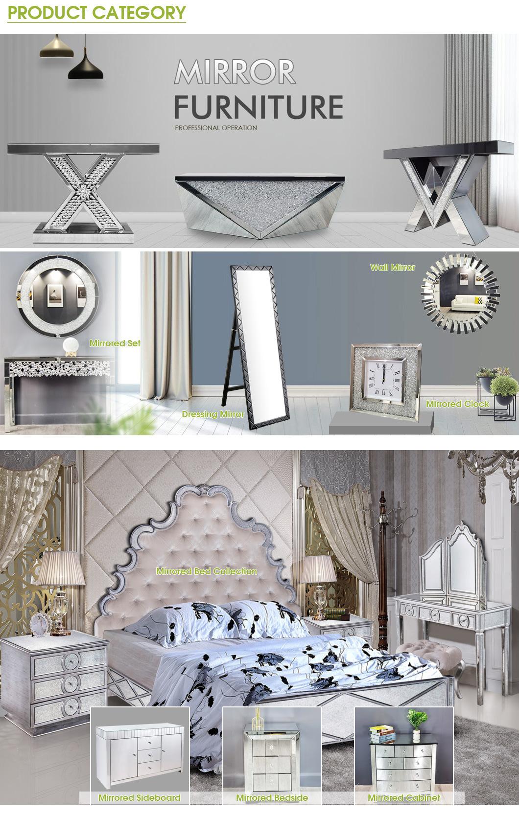 America Hot Sale Modern Design Bedroom Silver Mirrored Furniture Beside Table