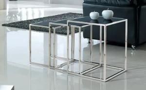 Stainless Steel Tempered Glass Stackable End Table / Coffee Table
