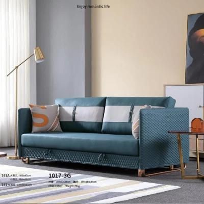 Functional 3 Seater Home Livingroom Corner Folding Leather Sofa