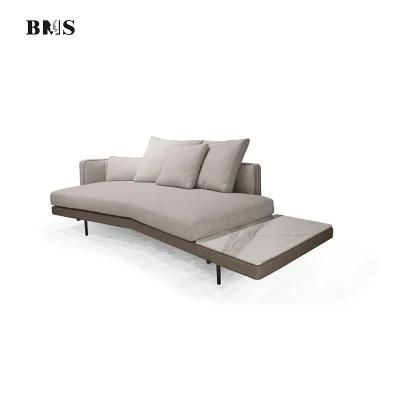 High-End Modern Contemporary Irregular Shaped Long Chaise with Stone Board