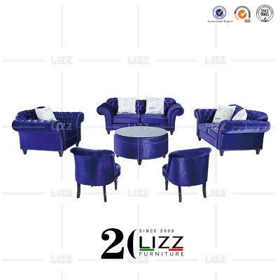 Good Quality Promotianal Furniture Sets Modern Italian Style Velvet Fabric Living Room Sofa with Metal Legs