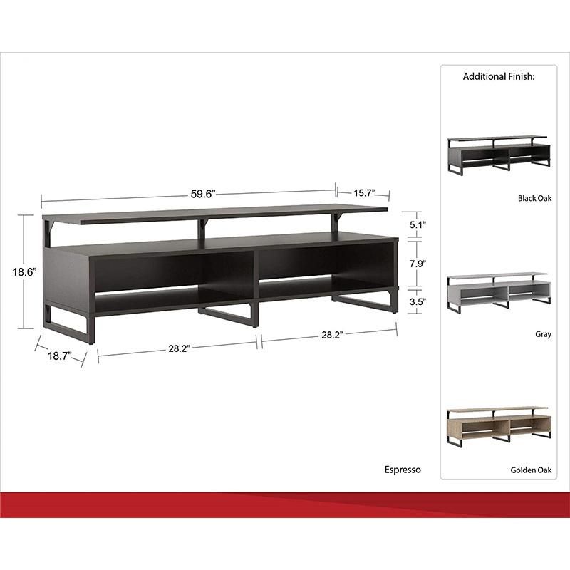 Black Oak TV-Stand Modern Minimalist Flat Package Easy to Assemble TV Stand Cabinet 0499