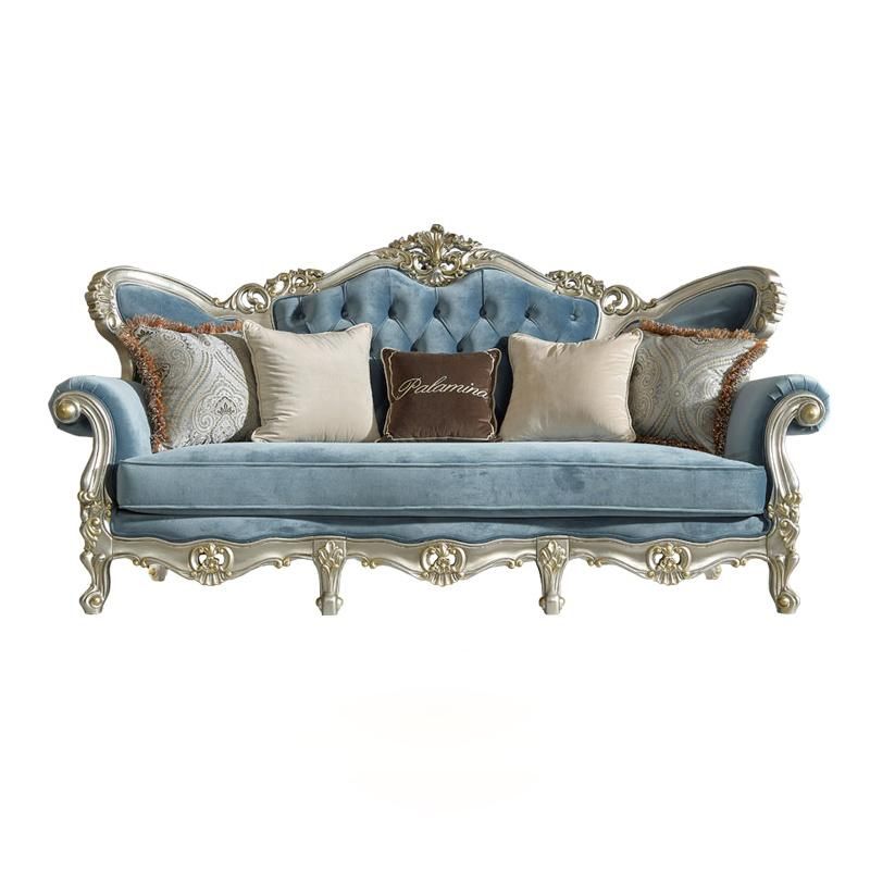Wood Carved Classic Fabric Sofa in Optional Sofas Seats and Furniture Color