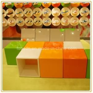 Shoe Retail Store Wood and Glass Square Rest Stool