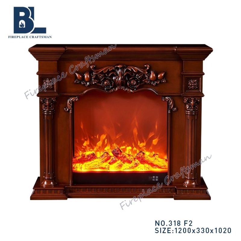 Home Furniture Sculpture European LED Lights Heating Function Wood Burning Electric Fireplace (318)