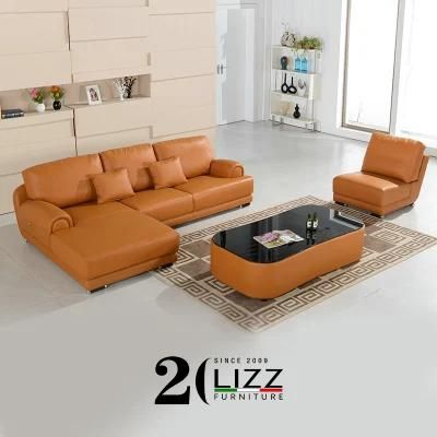 Factory Wholesale Leather L Shape Sectional Sofa with Stainless Steel Legs