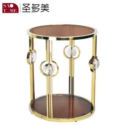 Modern High-Grade Living Room Furniture Black Glass Round End Table