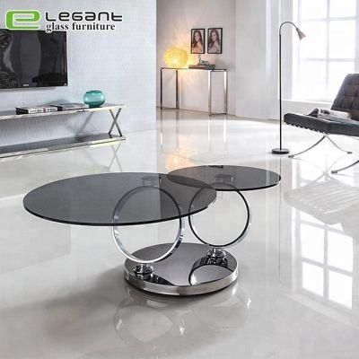 Exotic Double-Sided Rotatable Glass Coffee Table with Tempered Glass Top