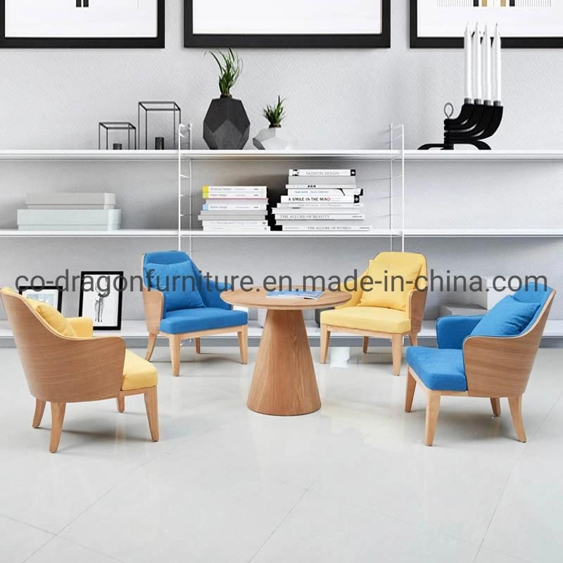 2021 Modern Furniture Wooden Frame Fabric Leisure Dining Coffee Chair