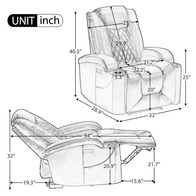 Jky Furniture Adjustable Leather Home Theater Power Recliner Chair with Customerized Functions