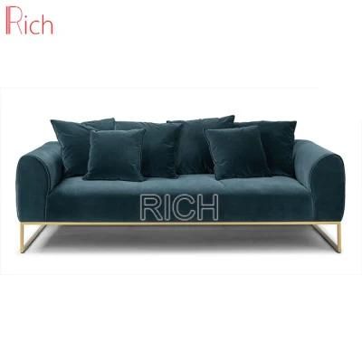 Metal Frame Blue Sectional Lounge Modern Sofa Set