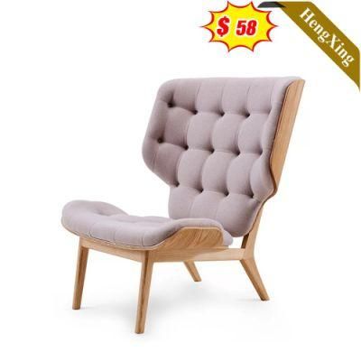 Rose Red Color Wooden Frame Legs Fabric Cushion Lounge Chairs Cheap Price Leisure Armless Chairs