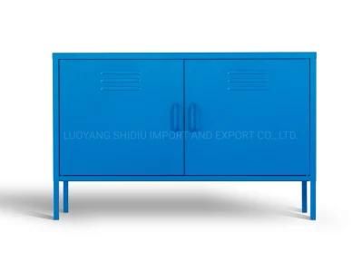 Metal Swing Door Blue TV Stand Cabinets Storage Cabinets for Home Use