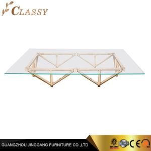 Creative Eiffel Coffee Table Glass Cocktail Table with Stainless Steel Base
