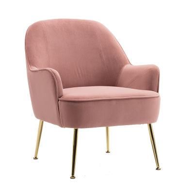Accent Chair Arms Backrest Velvet Single Sofa Pink
