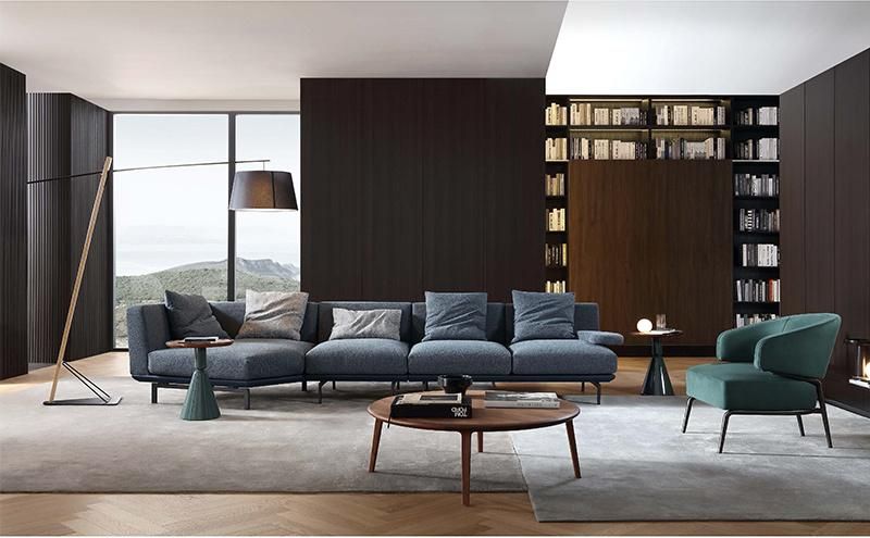 Zhida High End Modern Home Furniture Sectional Sofa Set Fabric Leather Couch Latest Italian Design Villa Living Room Metal Leg Sofa