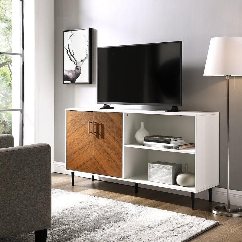 Living Room Furniture Solid White Lamantia TV Stand for Tvs up to 65 Inches