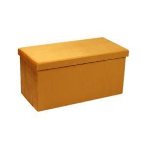 Knobby Ocher Color Collapsible Storage Ottoman Pouffe