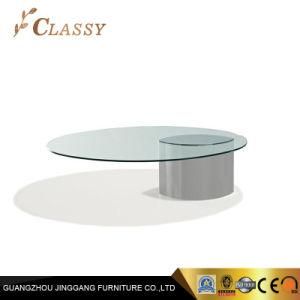 Restaurant Hotel Round Shaped Tempered Glass Top Side Table with Matal Based