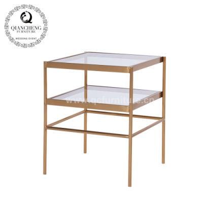 Glass Top Simple Design Metal Side Table