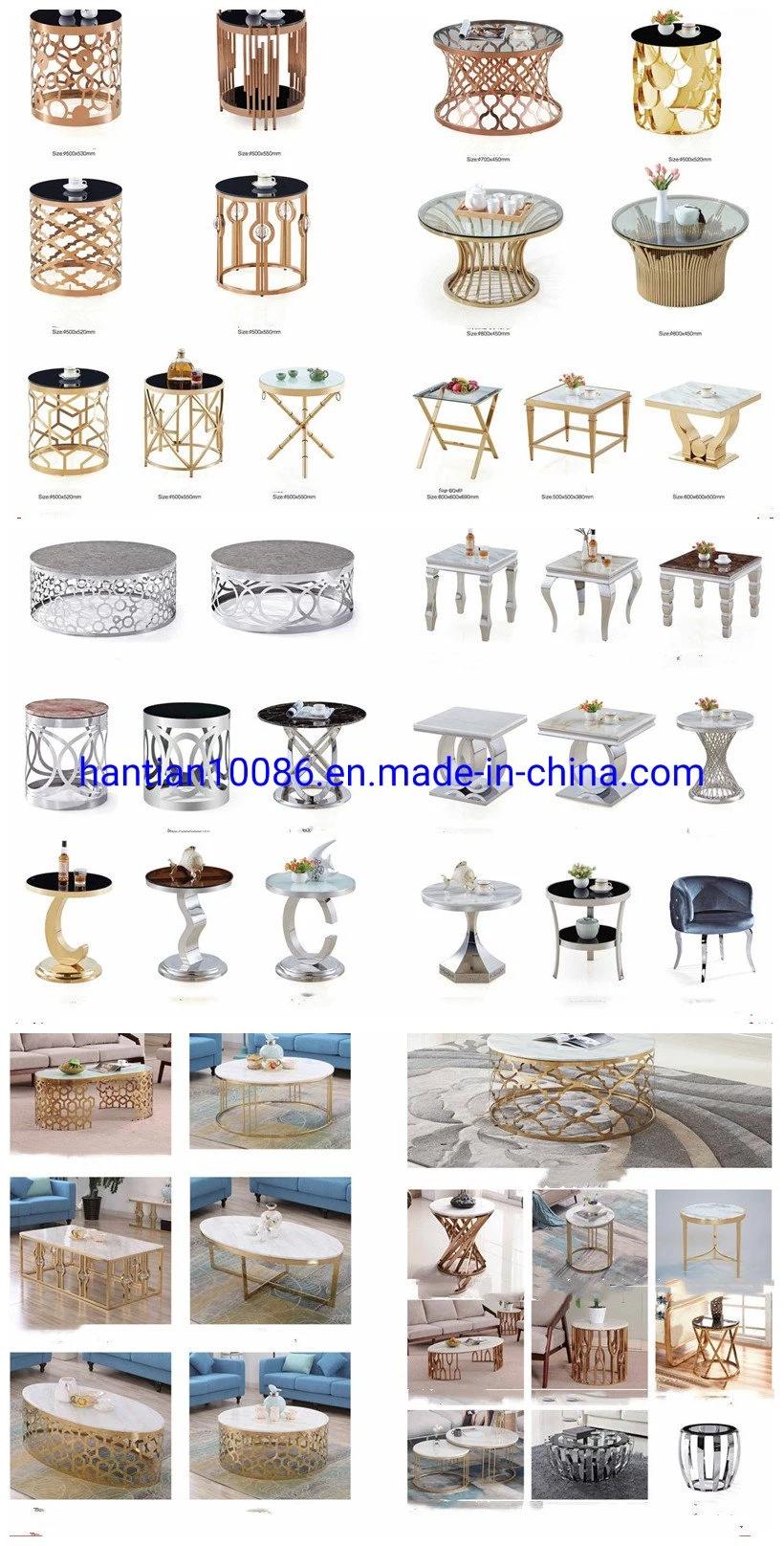 White Gold Wedding Coffee Table Luxury Modern Round Marble Brass Metal Base