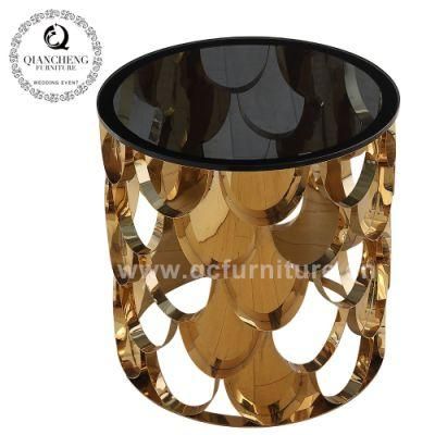 Golden Stainless Steel Wedding Furniture Side Table