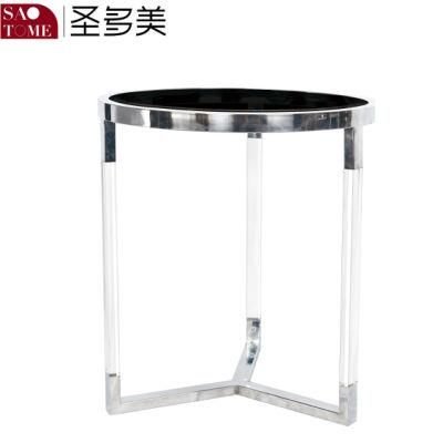 Living Room Bedroom Furniture Black Glass Nest Table
