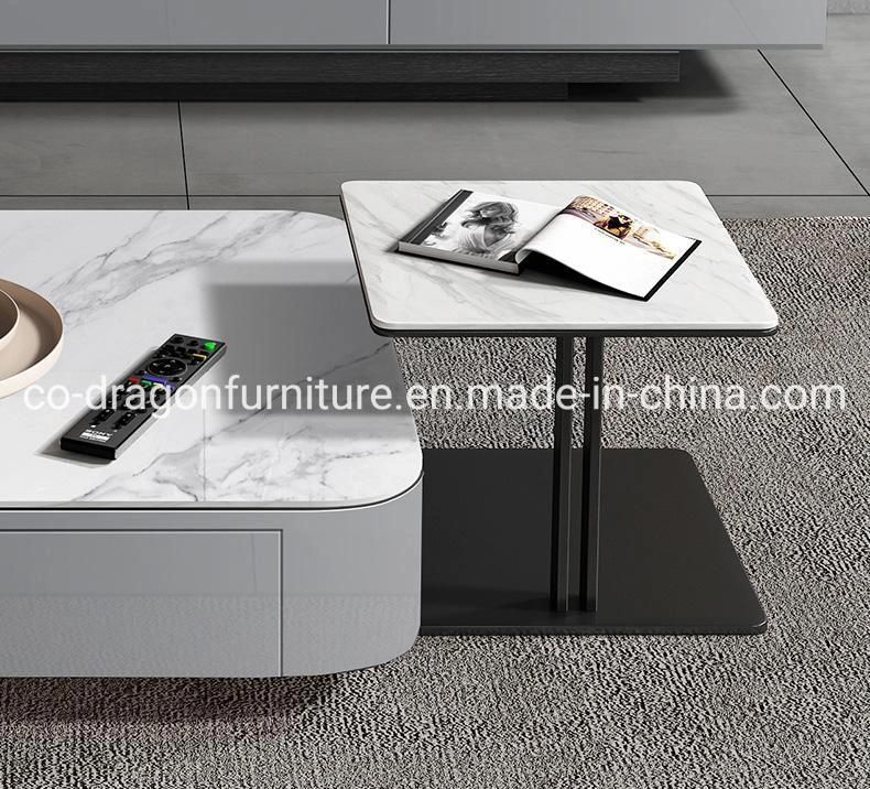 Modern Home Furniture Wooden Coffee Table Group with Marble Top