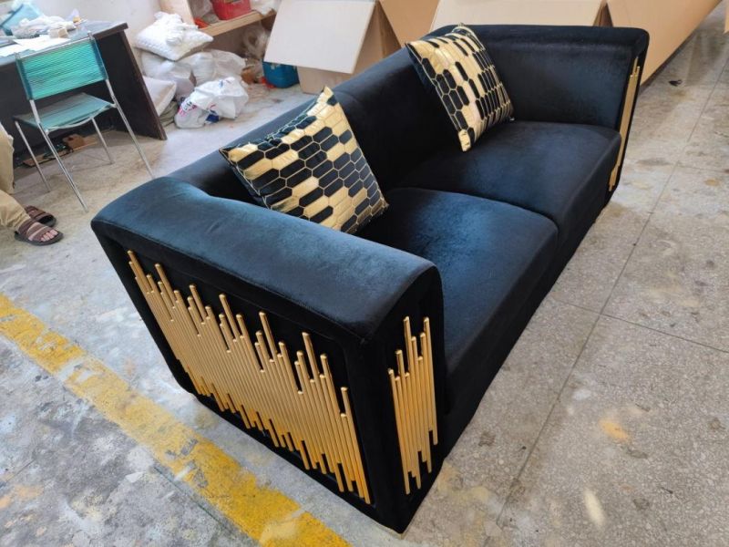 Fabric Sofa W/Stainless Steel Trim for Living Room