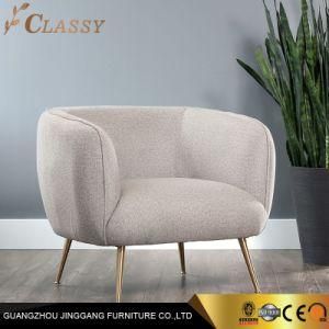 Quality Modern Linen Fabric Armchair with Golden Metal Legs
