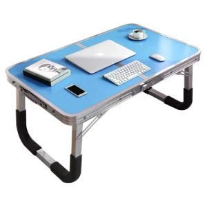 Modern Simple Folding Lazy Desk Blue Symmetrical Folding Style Portable Computer Desk for Home Office