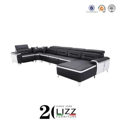 Modern Home Living Room Leather Couch Set U-Shape Sectional Sofa Recliner