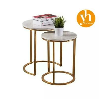 Modern Hotel Table Rotatable Tempered Glass Coffee Table with Stainless Steel Base Mable Table