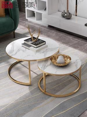 New Style Separate Round Home Furniture Living Room Coffee Table Metal Side Table Bedroom Table Melamine Laminated Tea Table
