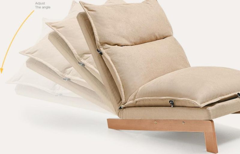 Beech Wood Frame and Upholstered Backrest Sofa with Adjustable Backrest