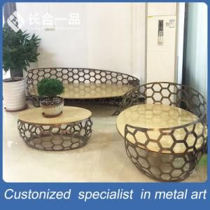 New Style 3+2+1 Stainless Steel Tea Table with Special-Shaped Chair