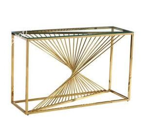 Modern Stainless Steel Gold Titanium Plating Side Table Console Table