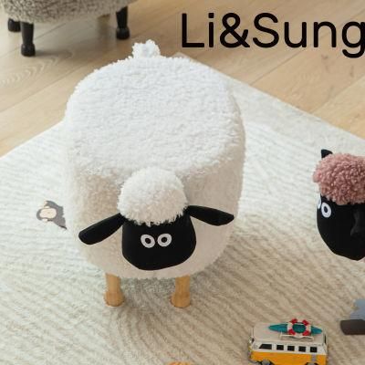 Li&Sung 10175 Modern Sheep Design Velvet Wooden Ottoman Stool