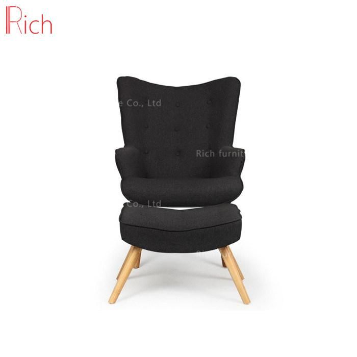 Wholesale Fabric Black Lounge Wingback Chair Backrest Armchair