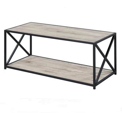 Modern Coffee Table with Lower Shelf for Living Room