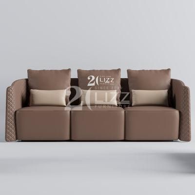 Factory High Quality Modern Italian Style Home Sofa Furniture Set Modular Sectional Brown Living Room Leather Couch