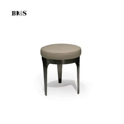 Luxury Household Furniture Full Leather Makeup High Round Dressing Stool