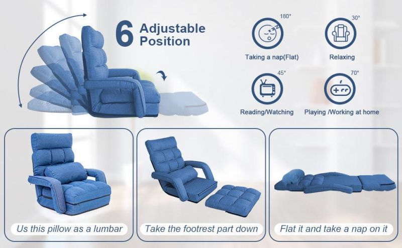 Japanese Style 42-Position Adjustable Folding Lazy Sofa Floor Chair