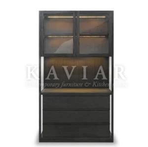 Tall Solid Wood Storage Cabinet with Glass Door (SU110)
