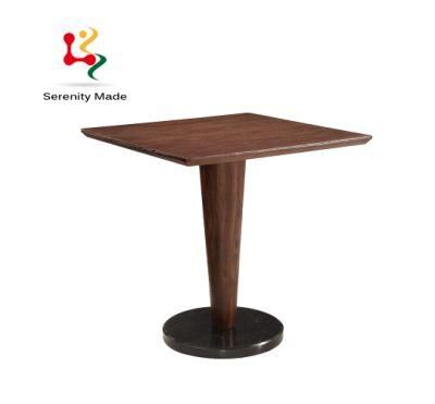 Modern Coffee Shop Furniture Round Wooden Frame Metal Base Dining Table