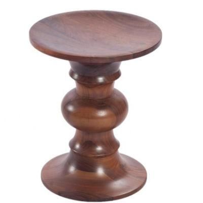 High Quality Modern Round Low Living Room Walnut Wood Stool