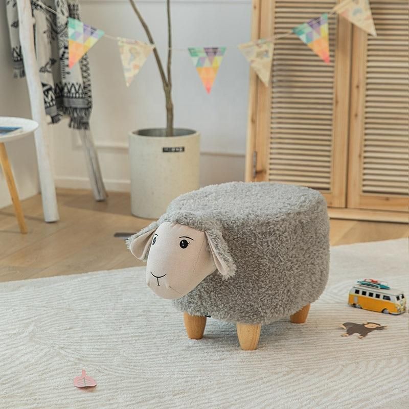 Li&Sung 10175 Modern Sheep Design Velvet Wooden Ottoman Stool