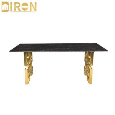 Modern Home Living Room Furniture Gold Metal Frame Marble Coffee Table
